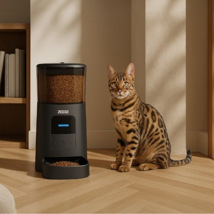 Zedar automatische voerbak en waterbak