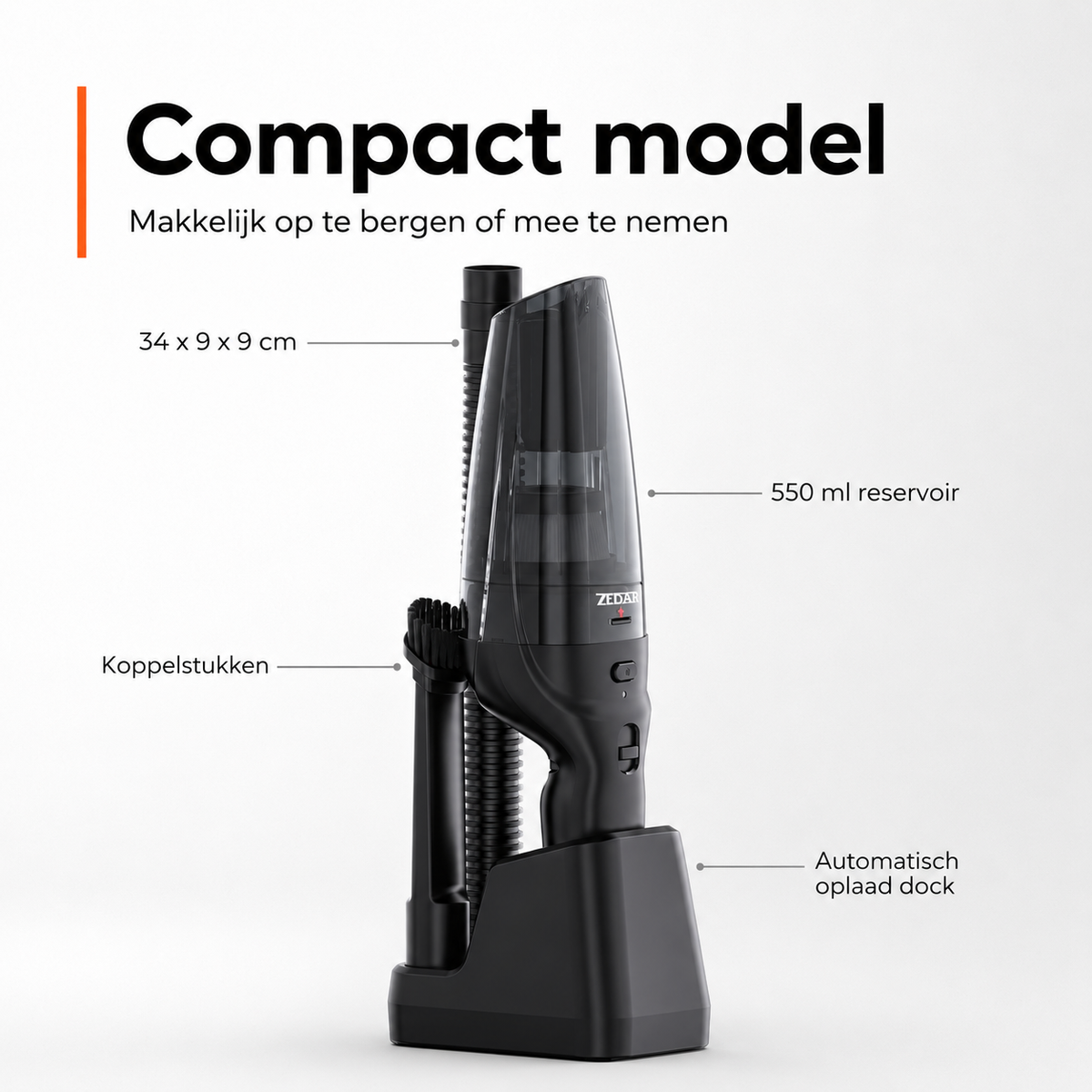 Zedar S500 compact model met oplaaddock