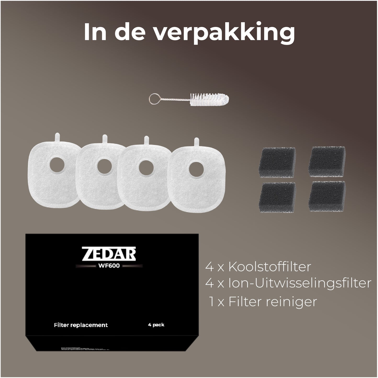 Zedar WF600 Filter - 4 Stück - Filterset für Trinkbrunnen